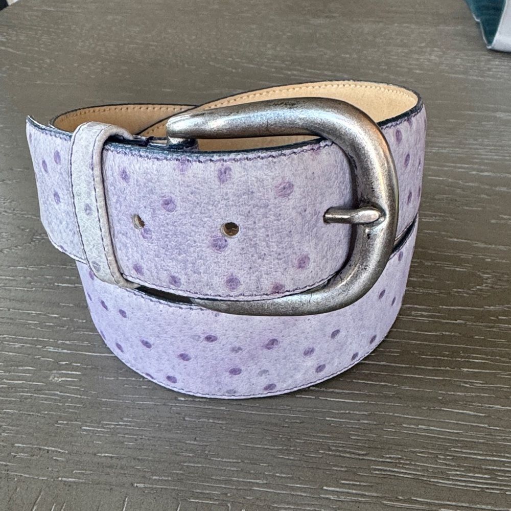SEGRETS SUN PRINTS  Vintage Purple Lavender Ostrich Leather Belt Women Size S-M